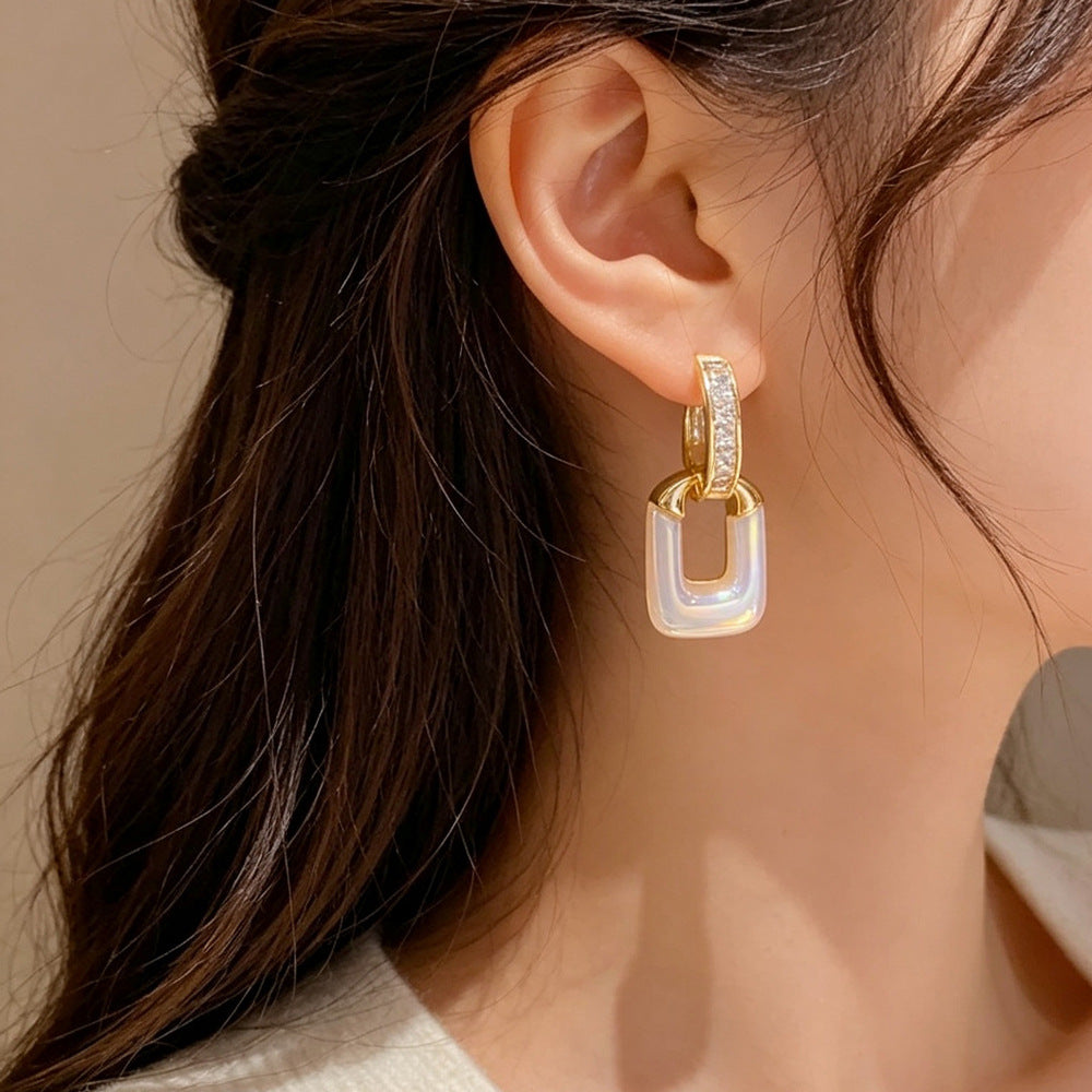 Eaioncol CZ Two-Way Mermaid Pearl Earrings 14K Gold Plated