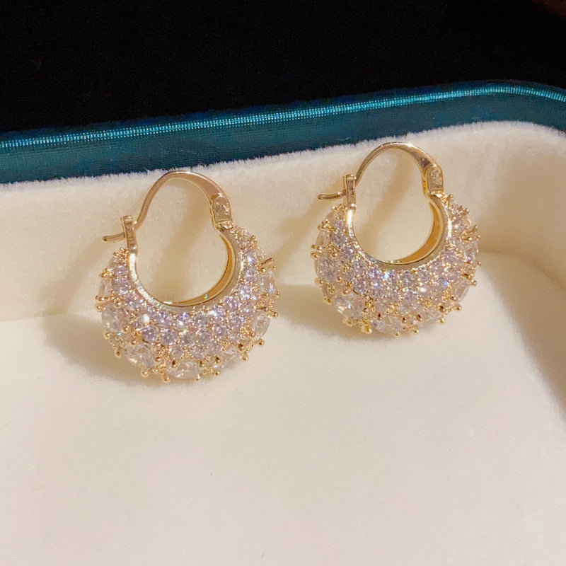14K Gold-Plated Oval Zircon Bag Earrings - Chic & Elegant Jewelry