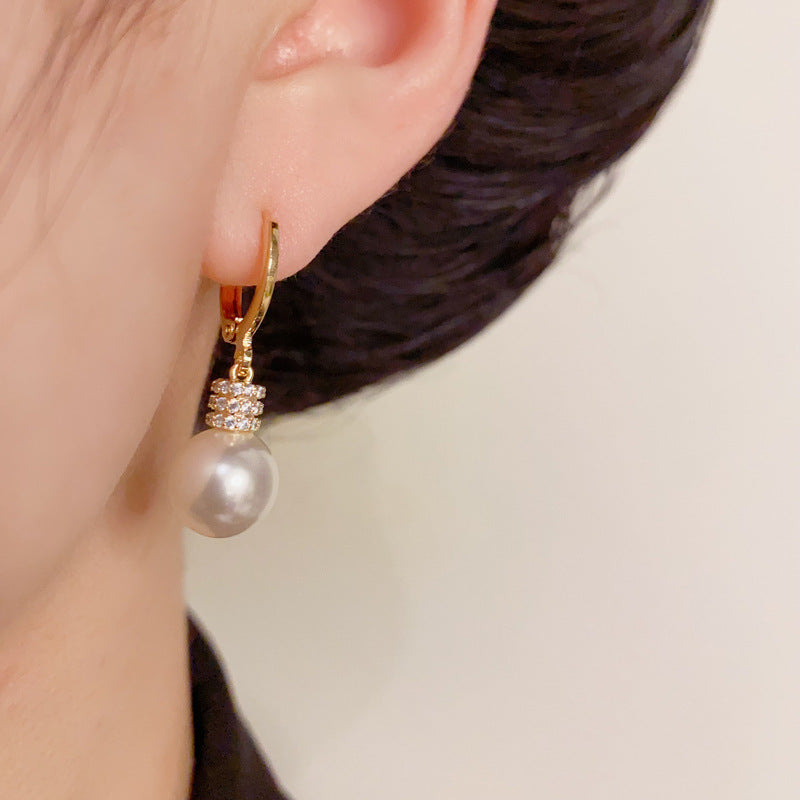 14K Gold-Plated Pearl Tassel Drop Earrings – Elegant Minimalist Design