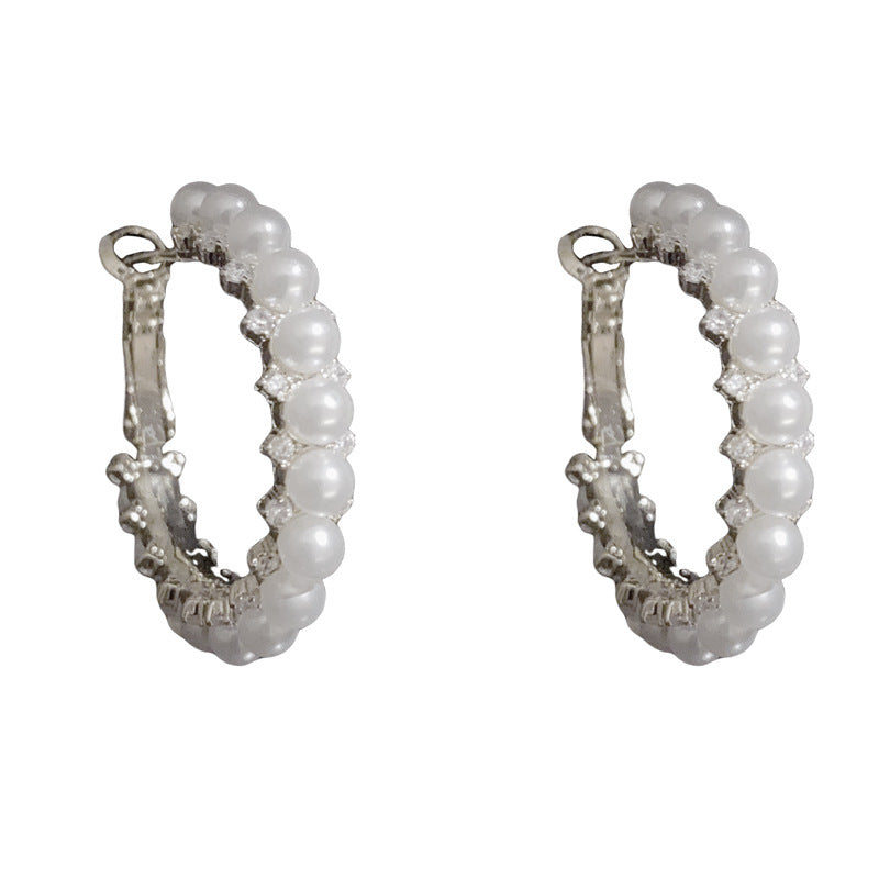 14K Gold-Plated Pearl Hoop Earrings – Chic & Minimalist Design