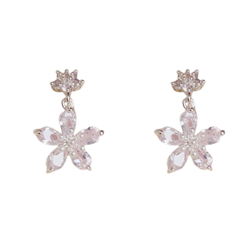 14K Gold S925 Needle Purple Zircon Flower Stud Earrings–Elegant Design