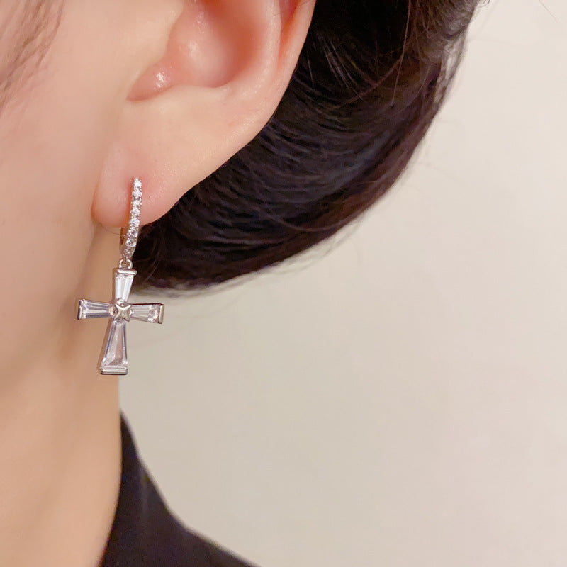 Luxury Zircon Cross Ear Cuff Earrings – Minimalist Design