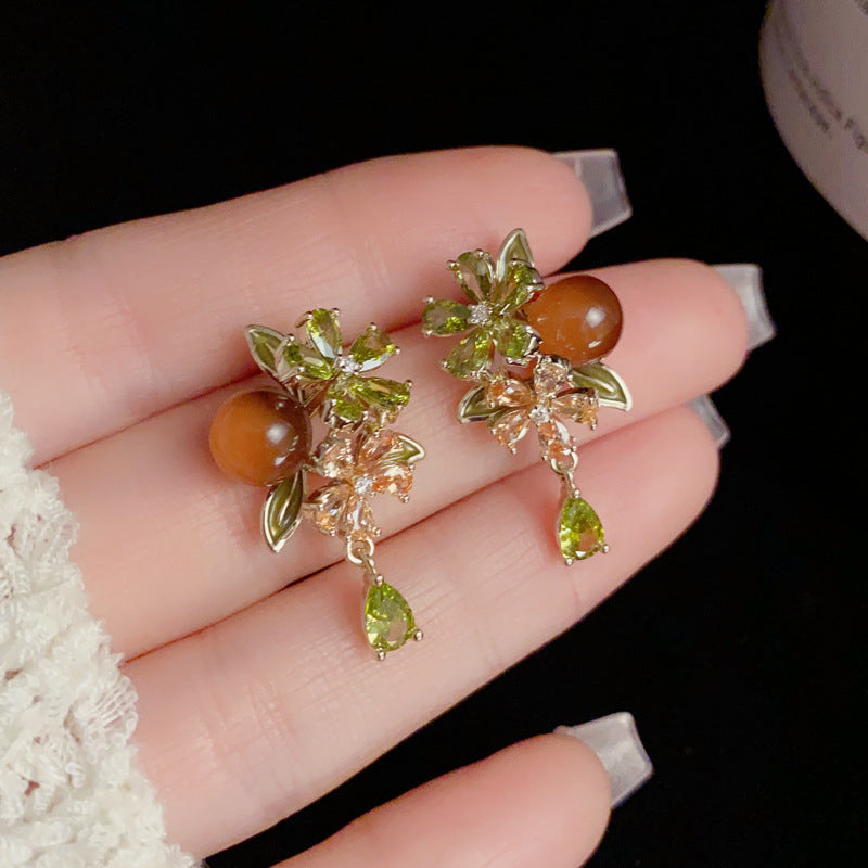 14K Gold-Plated Persimmon Petal Tassel Earrings - Chic Minimalist