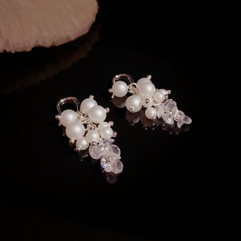 Luxury Zircon Pearl & Crystal String Drop Earrings – Geometric Design