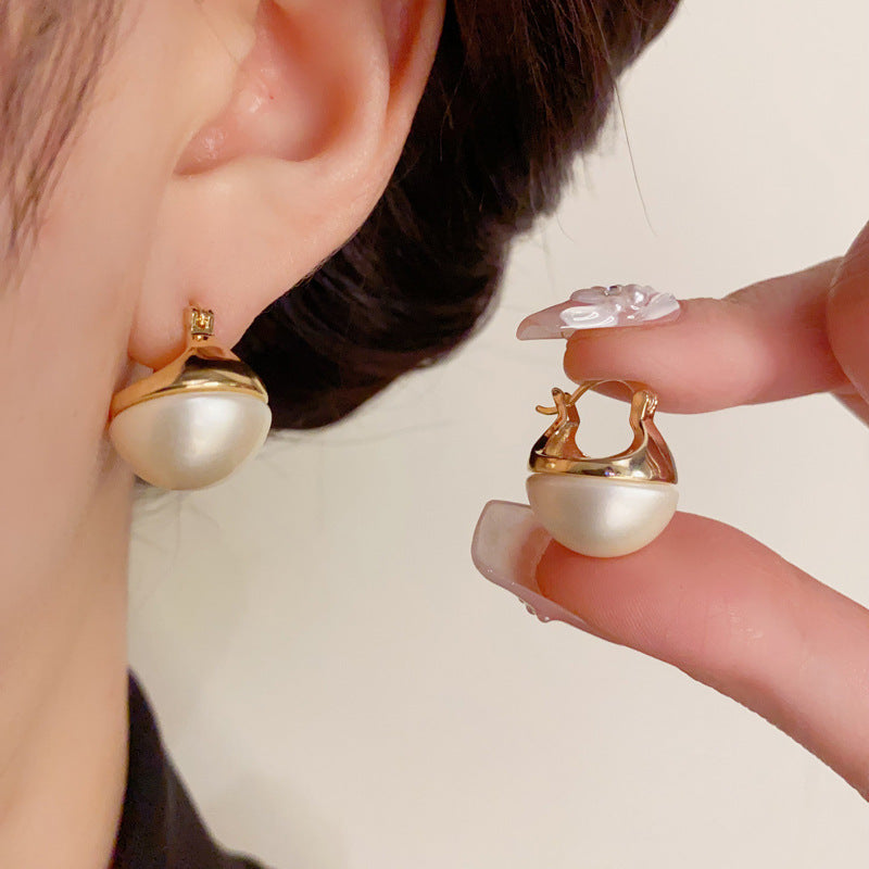 14K Gold-Plated Round Pearl Earring Hooks - Timeless & Elegant Design