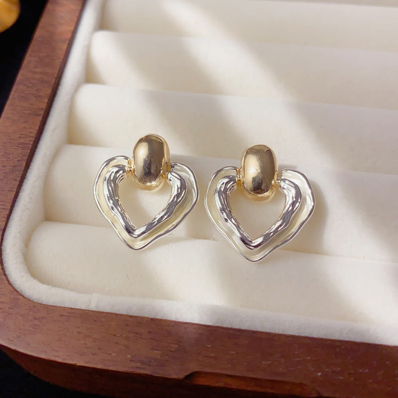 Luxury Thin-Coated Geometric & Heart Drop Earrings – Elegant Design