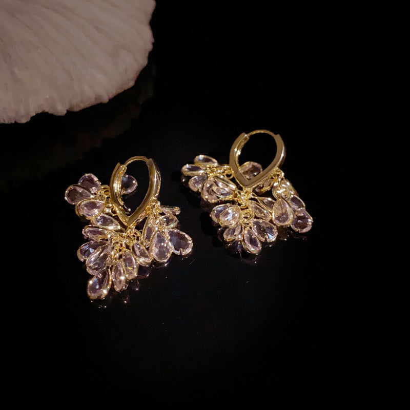 14K Gold-Plated Long Waterdrop Tassel Clip-On Earrings –Elegant Design