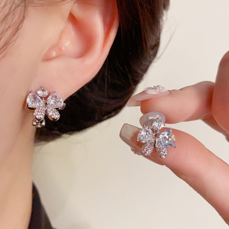14K Gold Full Zircon Butterfly Ear Clip - Chic Elegance Design