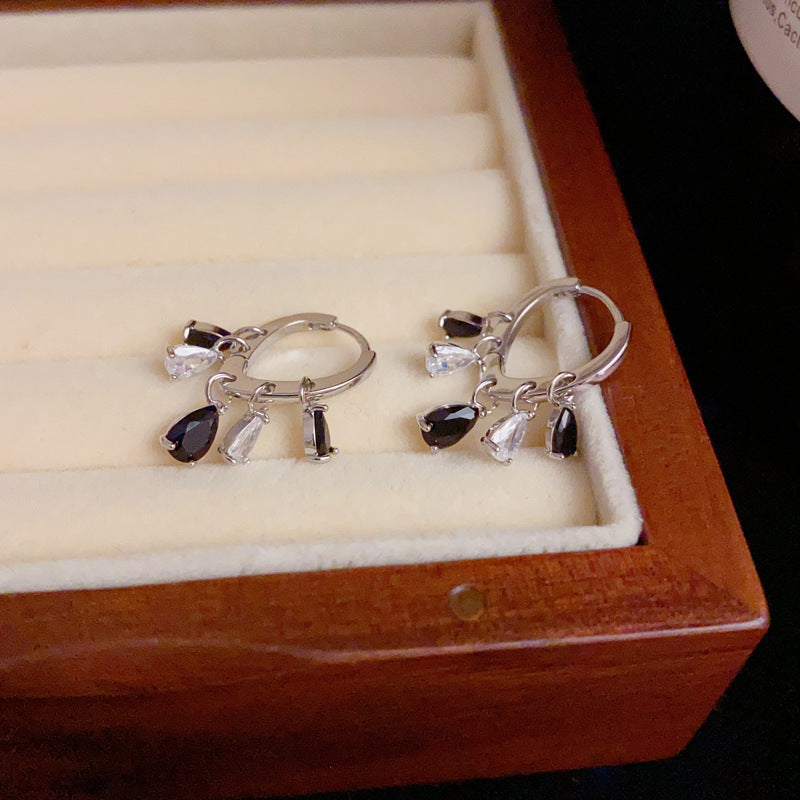 14K Gold-Plated Diamond-Studded Heart Tassel Hoop Earrings-Chic Design