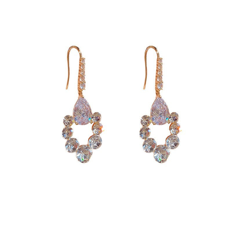 14K Gold-Plated Zircon Waterdrop Hook Earrings – Elegance Design