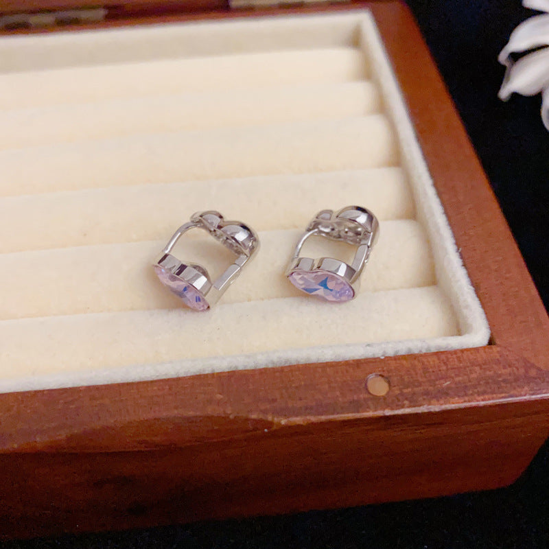 Elegant Full-Zircon Double-Sided Gourd Earrings – Floral Design