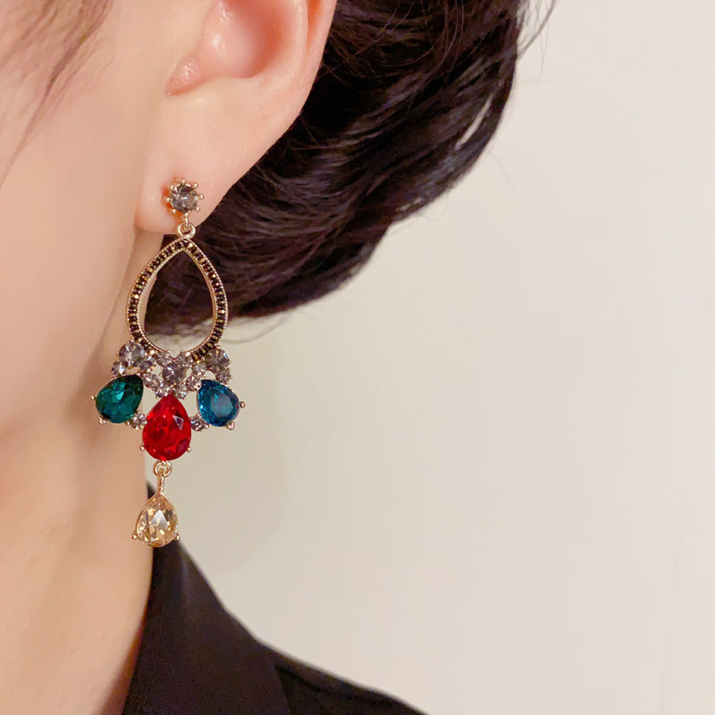 Luxury Coffee Zircon Teardrop Tassel Drop Earrings – Elegant Design