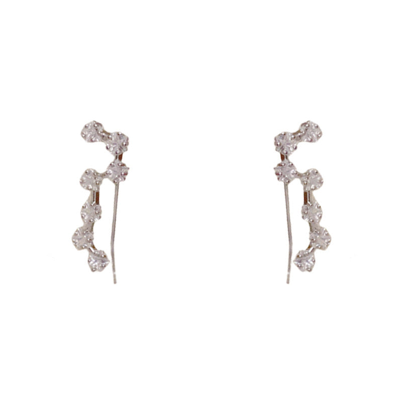 Luxury Zircon Star Linear Ear Crawler Earrings – Silver Needle Design