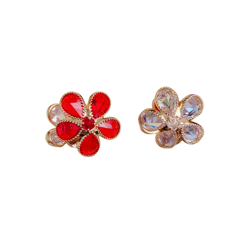 Luxury Full-Zircon Double-Sided Petal Earrings – Floral Design