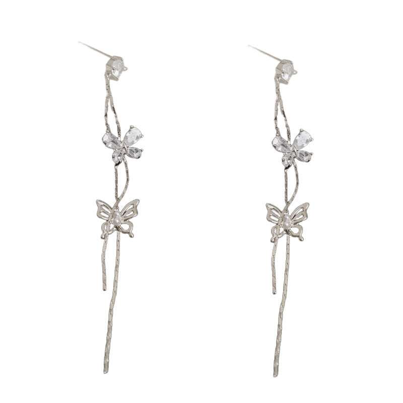 Luxury Zircon Butterfly Long Tassel Drop Earrings – Elegant Design