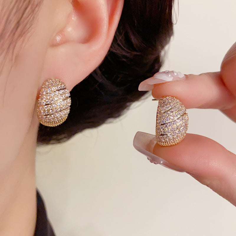 14K Gold-Plated Zircon C-Shaped Earrings – Elegant Minimalist Design