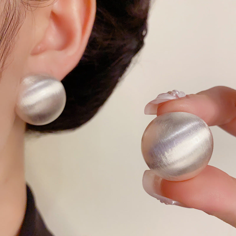 Luxury Brushed Metal Round Stud Earrings – Geometric Design