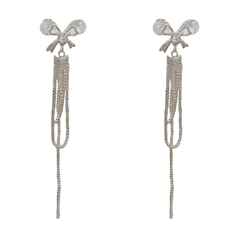 Eaioncol Butterfly Tassel CZ Drop Earrings Gold