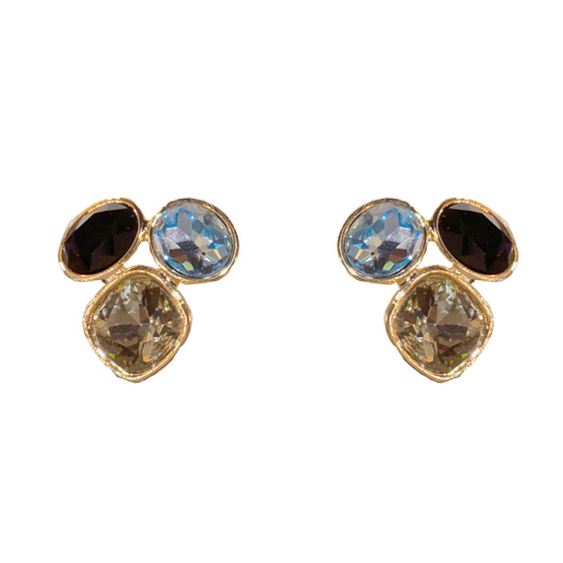 Luxury Colorful Geometric Zircon Earrings – Elegant Design