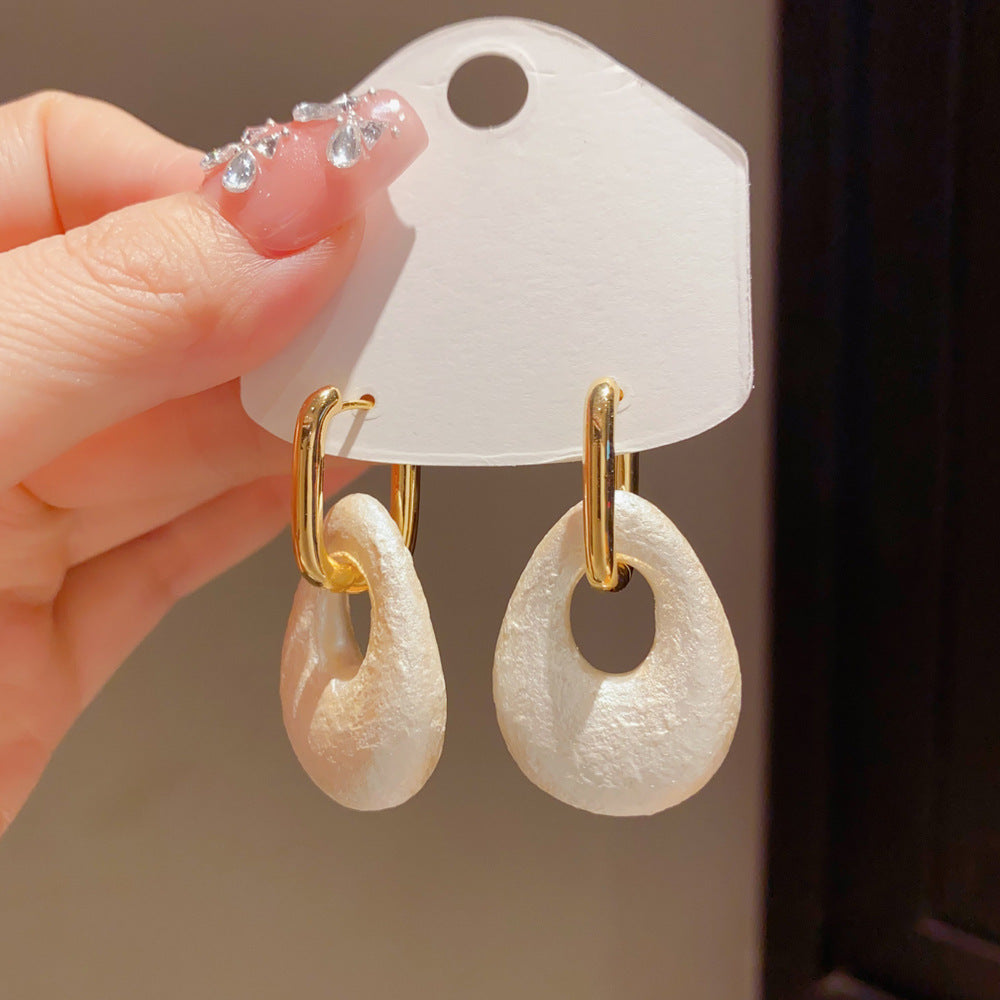 Eaioncol Teardrop Cotton Pearl Hoop Earrings Gold Silver
