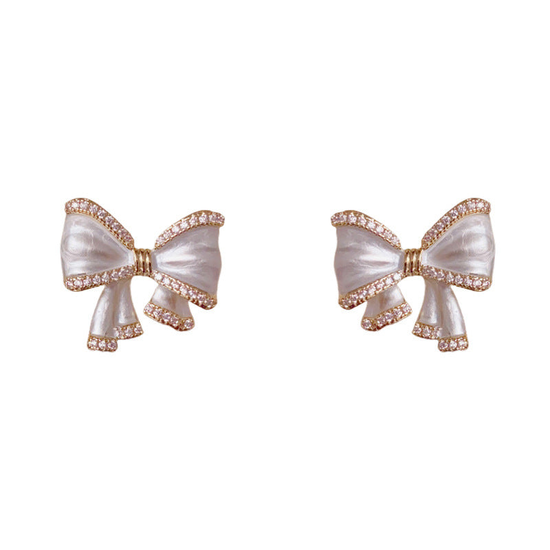 Luxury Zircon Bow-Shaped Bow Earrings – Elegant Design