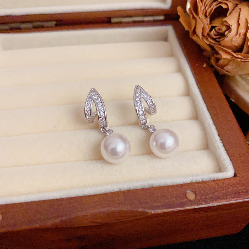 Luxury Full - Zircon & Geometric Pearl Drop Earrings – Elegant Design