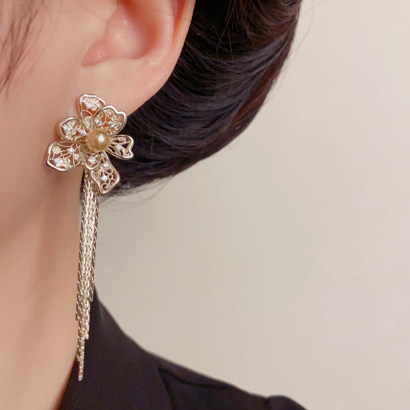 Luxury Hollow Metal Petal Tassel Drop Earrings – Meilard Floral Design