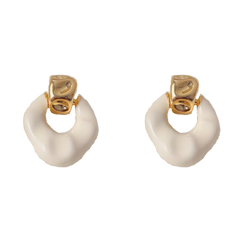 Elegant Drip-Oil Hollow Geometric Drop Earrings – Minimalist Design