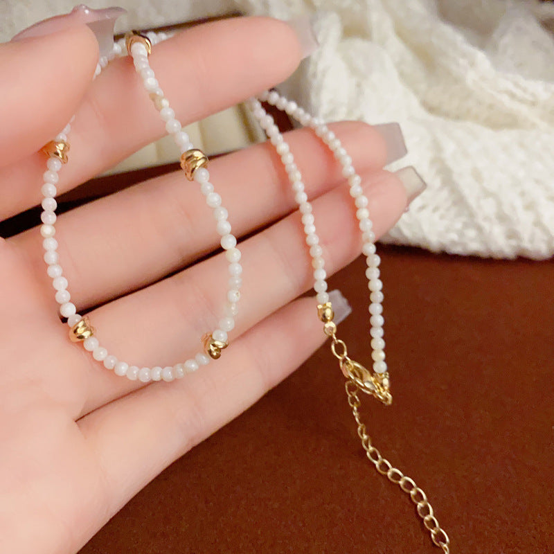 14K Gold-Plated Shell Beaded Necklace – Sweet Chic Collarbone Chain