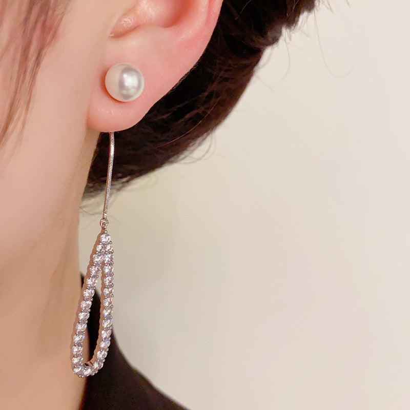 14K Gold-Plated Wear Pearl Waterdrop Hollow Earrings - Elegant Design