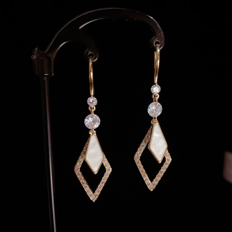 14K Gold Full Zircon Diamond Tassel Earrings - Chic Retro Design