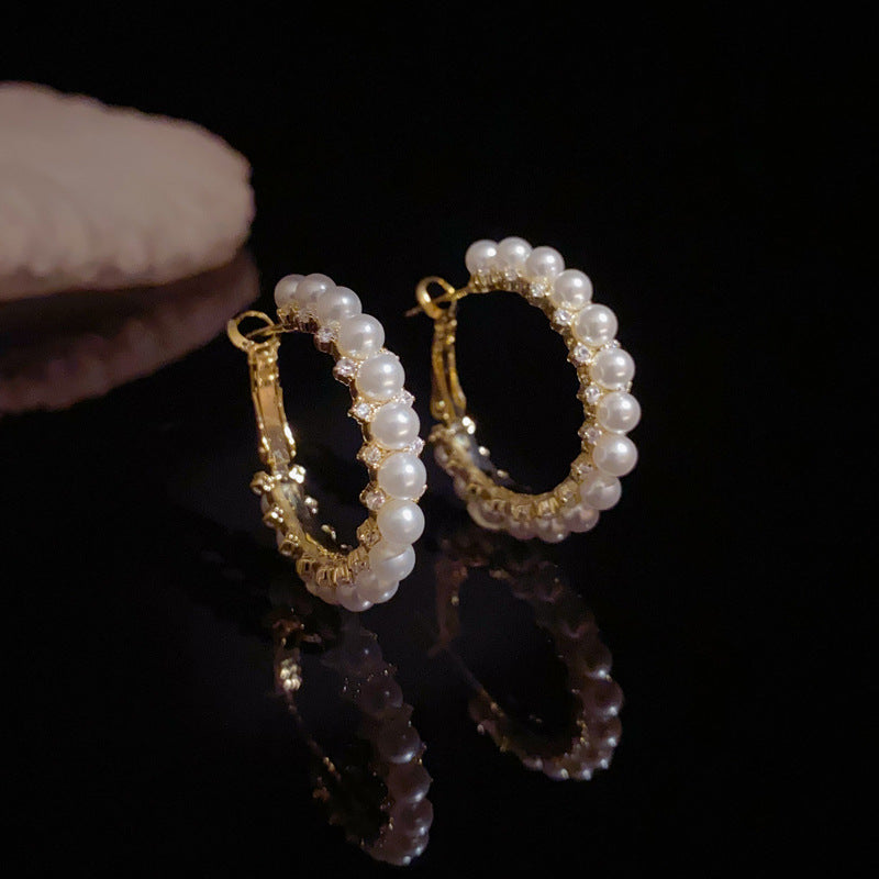14K Gold-Plated Pearl Hoop Earrings – Chic & Minimalist Design