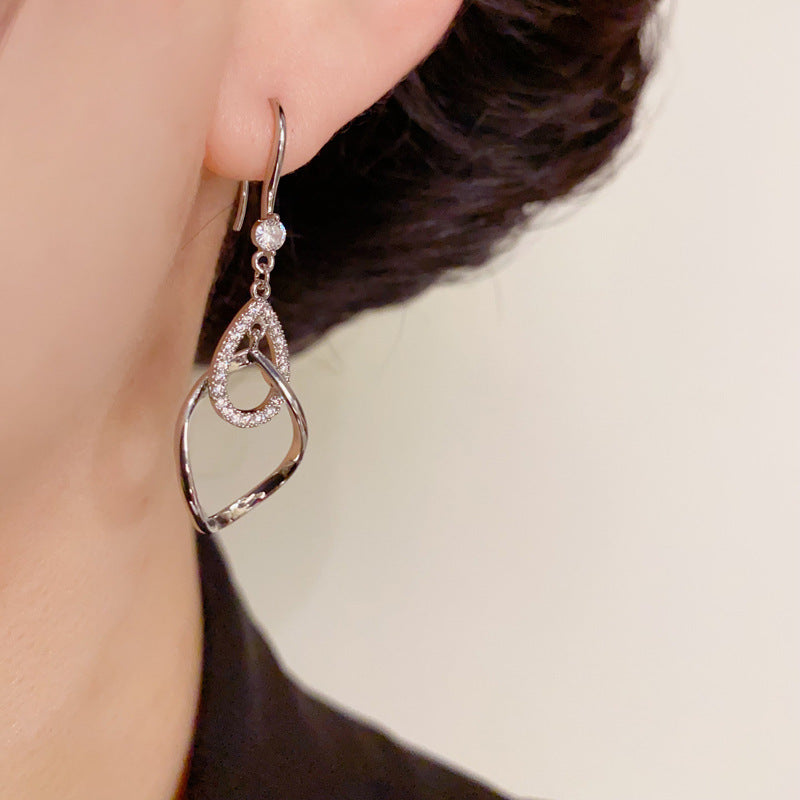 14K Gold-Plated Zircon WaterdropTassel Hook Earrings – Elegant Design