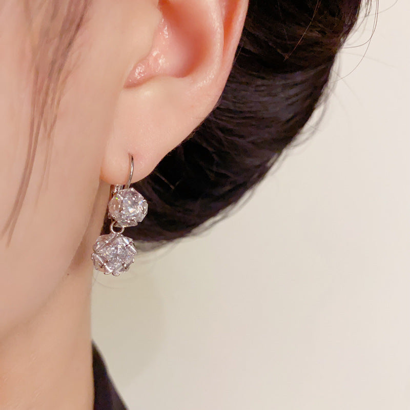 Elegant Zircon Ball Tassel Ear Cuff Earrings – Geometric Design