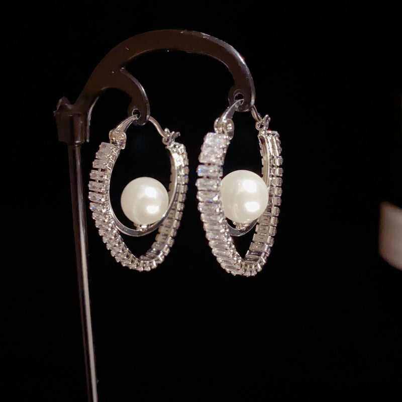 14K Gold-Plated Zircon Chain Tassel Hoop Earrings -Elegant Chic Design