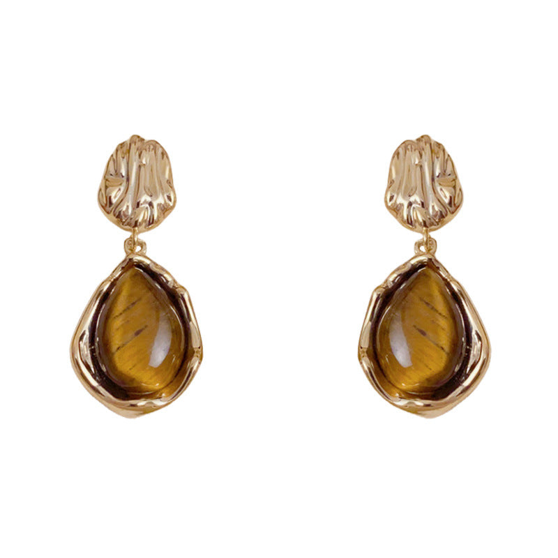 Korean Dupin Elegant Metal Irregular Drop Earrings – Geometric Design