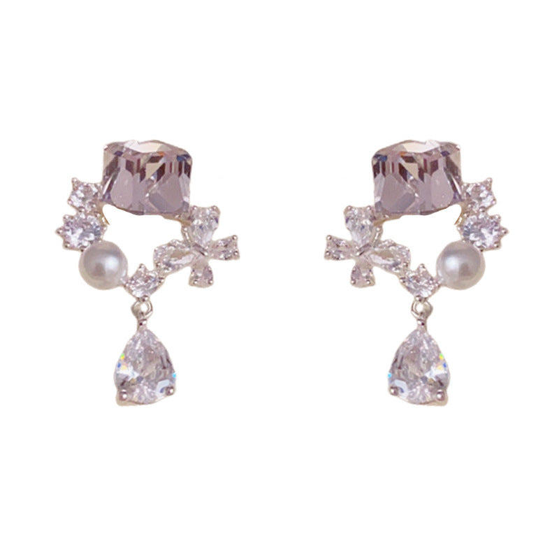 Luxury Zircon Butterfly & Waterdrop Drop Earrings – S925 Silver Needle
