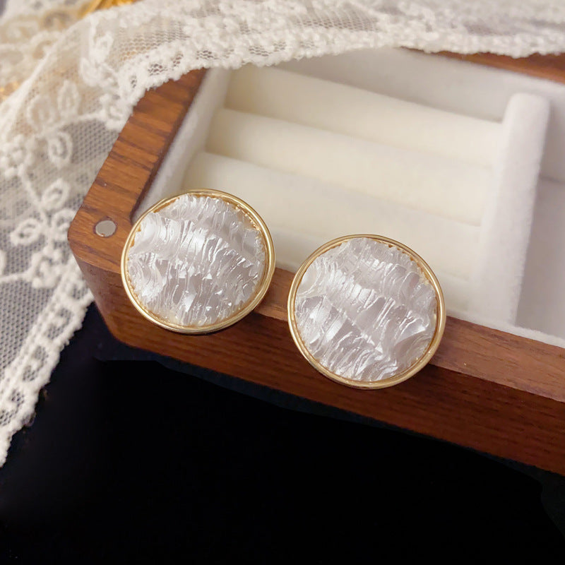 Luxury Textured Metal Circle Stud Earrings – Minimalist Design