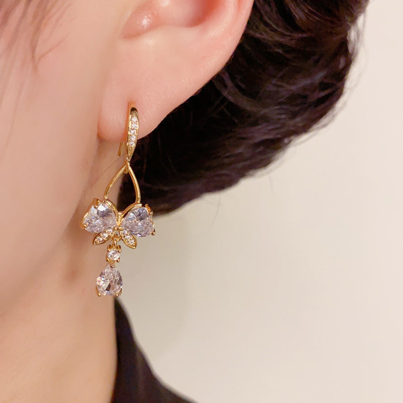 14K Gold-Plated Butterfly Waterdrop Tassel Earrings – Elegant Design