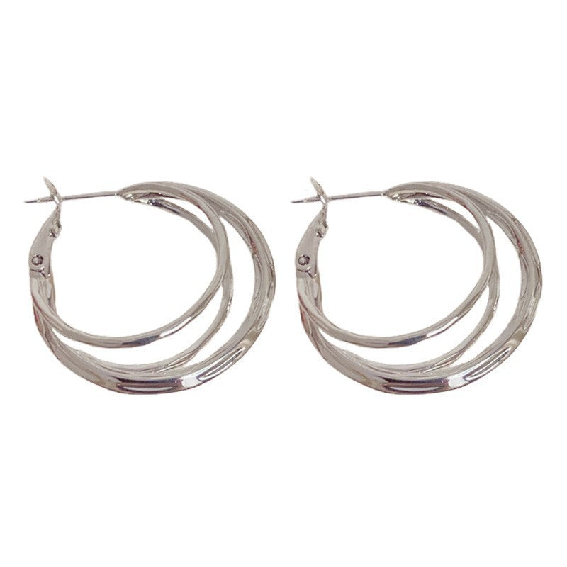 Eaioncol 3-Layer Circle Hoop Earrings 14K Gold & Silver Plated