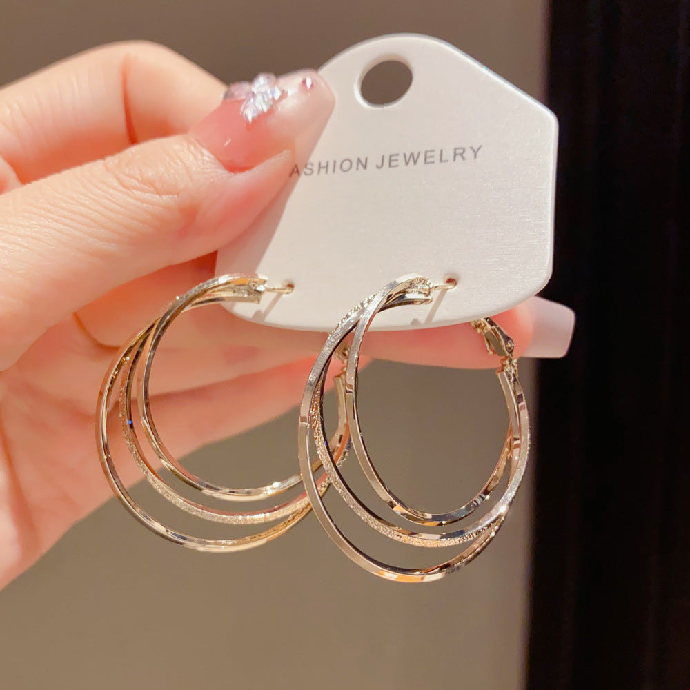 Eaioncol Triple Layer Hoop Earrings Coffee Gold
