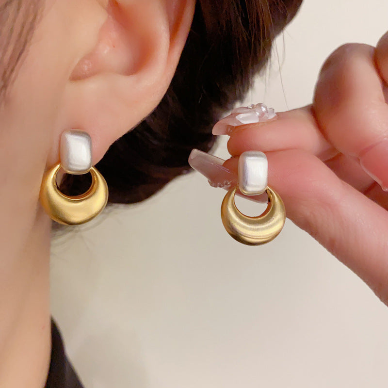 14K Gold-Plated Color-Blocked Hoop Earrings - Chic Minimalist Design