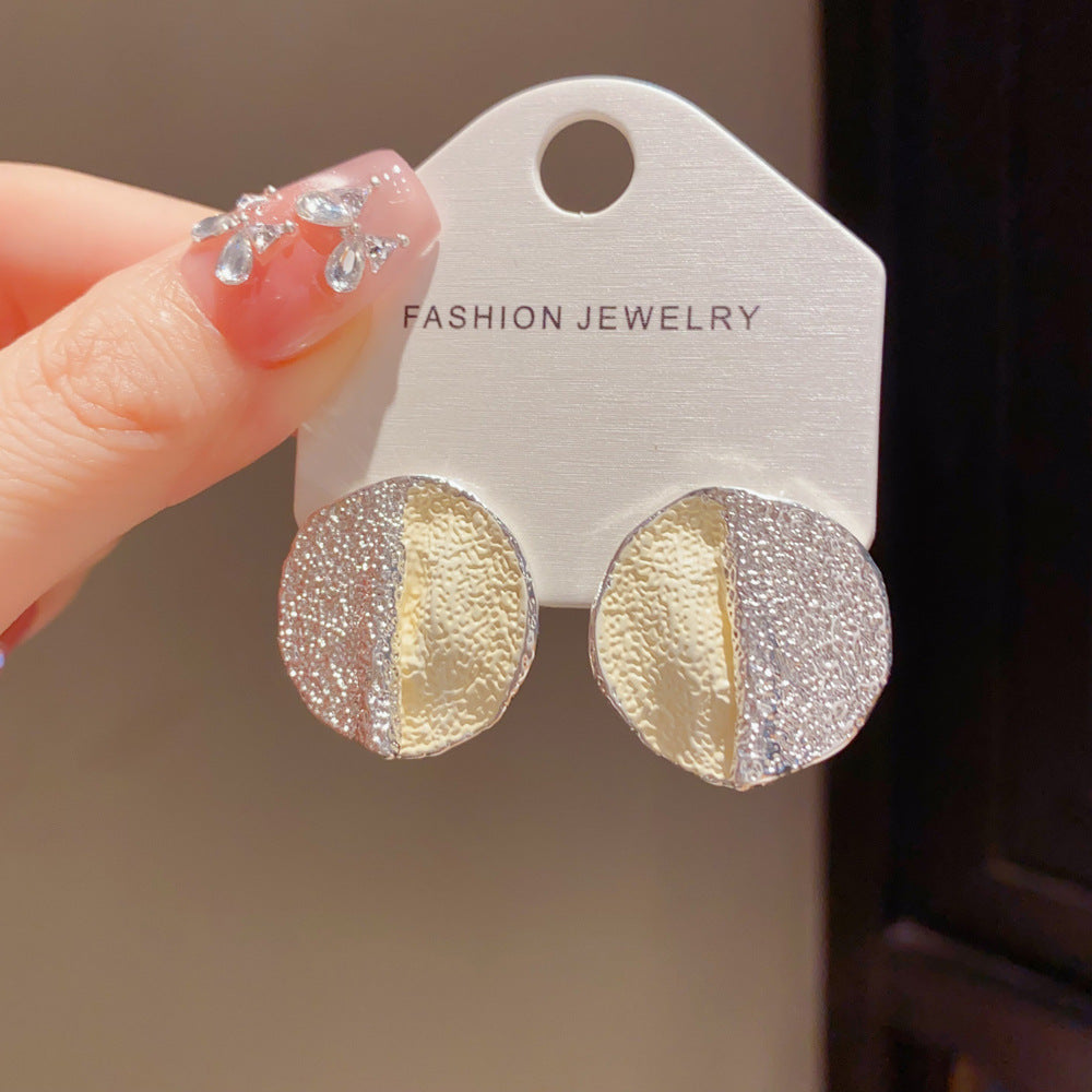 Eaioncol Two-Tone Irregular Silver Stud Earrings