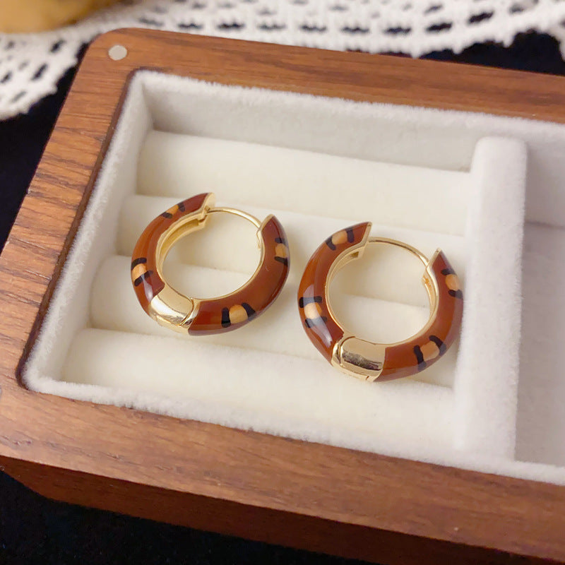 Luxury Leopard Print Round Circle Ear Cuff Earrings – Geometric Design