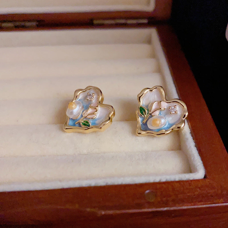 14K Gold-Plated Floral Heart Stud Earrings – Sweet Minimalist Design