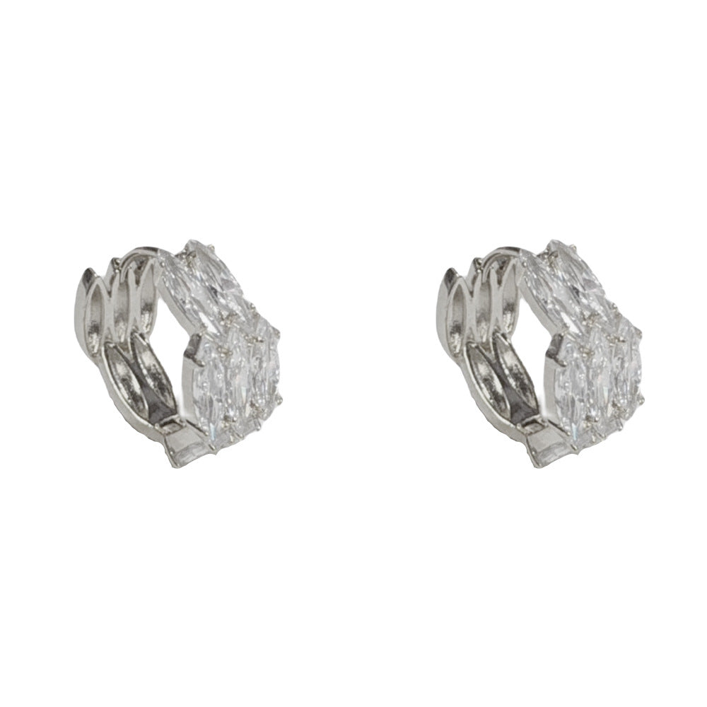 Eaioncol Geometric CZ Hoop Earrings 14K Gold & Silver Plated