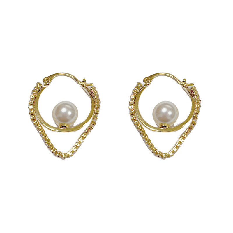 14K Gold-Plated Zircon Chain Tassel Hoop Earrings -Elegant Chic Design