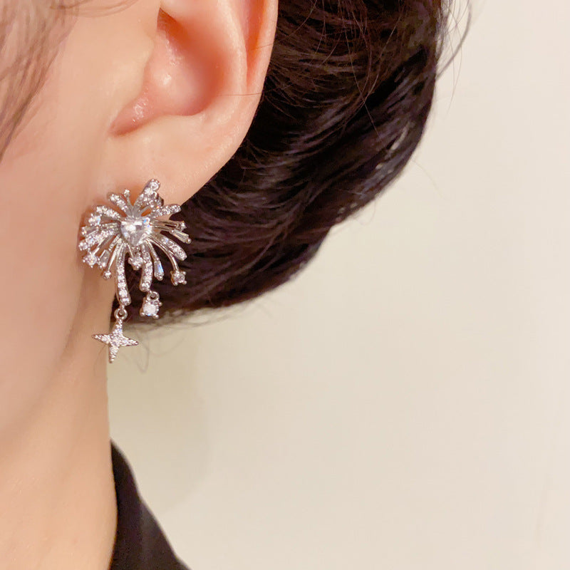Luxury Zircon Firework Star Drop Earrings – Elegant Design