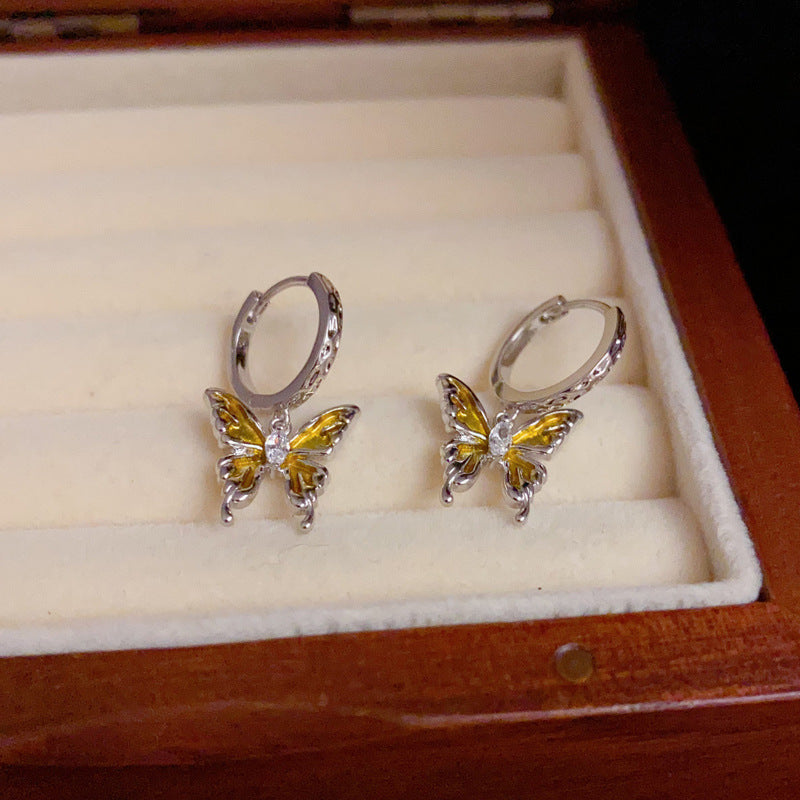 14K Gold-Plated Colorful Butterfly Ear Clips - Chic and Unique Design