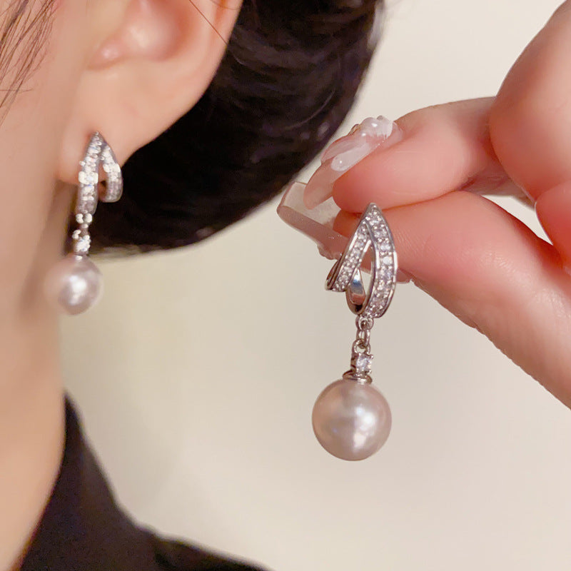Luxury Full - Zircon & Geometric Pearl Drop Earrings – Elegant Design